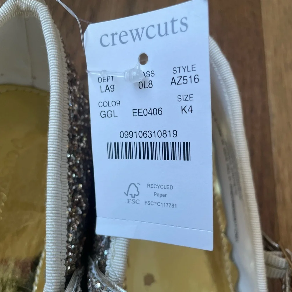Crewcuts Gold Glitter Maryjanes Girls Sz 4 NWT‎ Dress Shoe Flower Girl Wedding